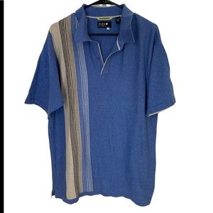 Cotton Stripe Blue Grey Polo
